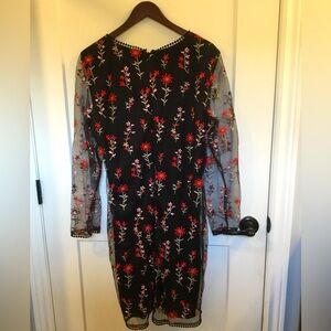 Ricki’s Black Dress with Red Flower Embroidery Size 14